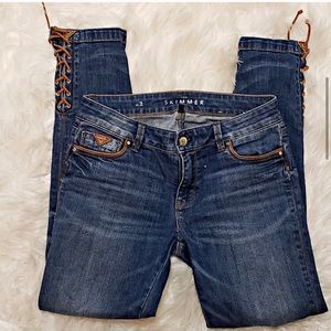 WHBM Skimmer Jeans with leather accent